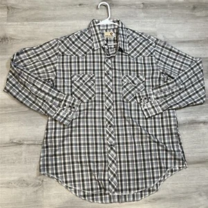 Maverick Hemd Langarm Gr. 18 Herren Vintage Western kariert Perlen Druckknopf Hemd - Bild 1 von 5