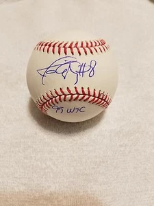 JAVY LOPEZ ATLANTA BRAVES SIGNED RAWLINGS OMLB BASEBALL W/COA & INSC - Picture 1 of 3