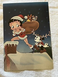 Cartolina Betty Boop anni 90 Babbo Natale Piccolo Aiutante Classico San Francisco Vintage - Foto 1 di 6