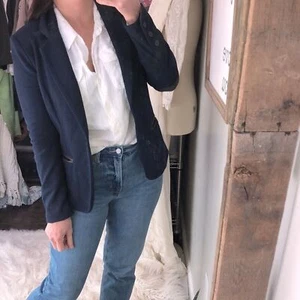 41 Weißdorn Marineblau Blazer Jacke Gr. Small Ellenbogen Patch Detail - Bild 1 von 6