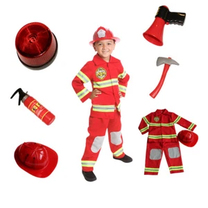 Firefighter Costume Kids Light up badge, Accessories Fire man T S M 3 4 5 6 7 8 - Picture 1 of 9