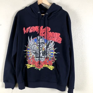 Felpa con cappuccio World Tour uomo media blu navy logo grafica world tour mai finita - Foto 1 di 16