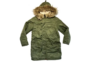 AMERICAN EAGLE Green Warm MILITARY-STYLE WINTER JACKET Faux-Fur Coat Women's S - Picture 1 of 8