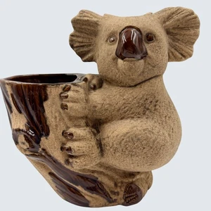 Royal Haeger Koala Planter Vintage USA Ceramic Koala Hugging Log Textured 9” - Picture 1 of 17