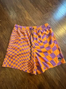 Neff Mens Purple & Orange Checkered Swim board Shorts Trunks Retro M Beach lake - Picture 1 of 9