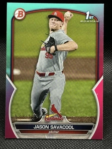 Bowman Draft 2023 #BD-200 Jason Savacool 1° sfumato acqua/rosa #/199 - Foto 1 di 2