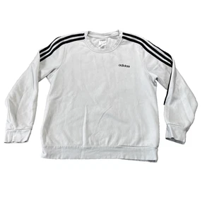 Adidas Fleece Sweatshirt Herren L Langarm Rundhals Seitenband Logo weiß schwarz - Bild 1 von 8
