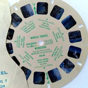 VIEW-MASTER 3D REEL ⭐ WORLD TRAVEL WONDERS ⭐ Stereo Bildscheibe DR20 mit 7 Fotos - Bild 1 von 3
