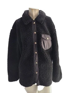 Chaqueta para hombre Rag & Bone grande negra Sherpa Deep Pile cremallera completa - Imagen 1 de 9