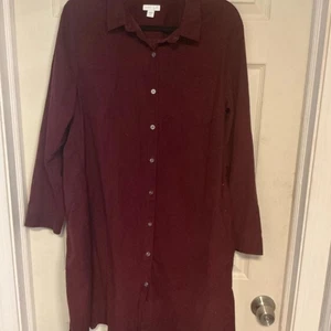 J.Jill Cord Hemdblusenkleid - Petite Burgundy Knopfleiste - Bild 1 von 8