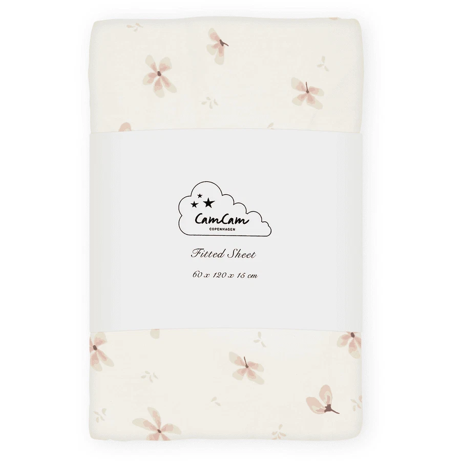 Cam Cam Spannbettlaken 60 x 120 cm Bio Baumwolle Laken Windflower Creme SEHR GUT - Bild 1 von 1