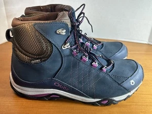Oboz Sapphire Mid B-Dry Women's Size 9.5 Waterproof Hiking Boots Blue Brown NICE - Picture 1 of 10