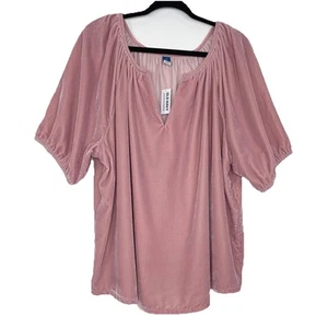 Old Navy Velluto Top Donna 2X Blusa Rosa Polvere Scollo Spaccato Cottagecore Nuovo con etichette Nuovo - Foto 1 di 8