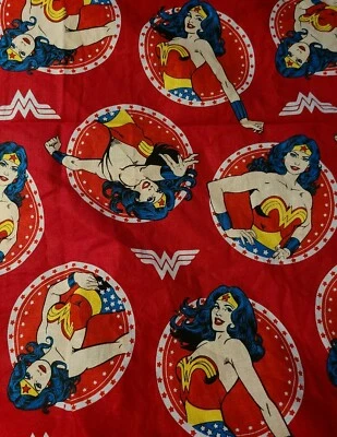 Fabric square 2pc 10"×10" Wonder women red 100% Cotton DiY mask   - Image 1 of 2