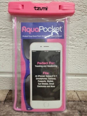 Funda flotante 100 % impermeable para teléfono celular Tzumi Aqua Pocket Touch - rosa Foto 1 de 4