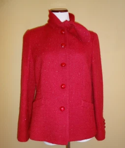 Blazer de Colección Armani Textura de Lana Roja Rizo de Hilo Metálico en Talla 10 - Imagen 1 de 10