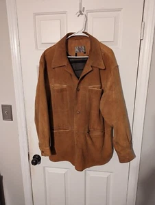 The Territory Ahead Men's Brown Suede Leather Jacket Size Med Flannel Lined - Picture 1 of 5