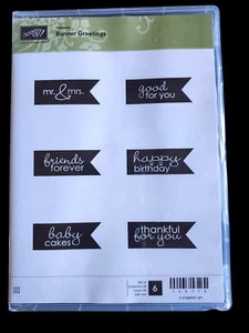 Stampin'Up! BANNERGRÜSSE (6) Briefmarken Set - Gastgeberin/Retired/Gebraucht - Grüße+++ - Bild 1 von 3