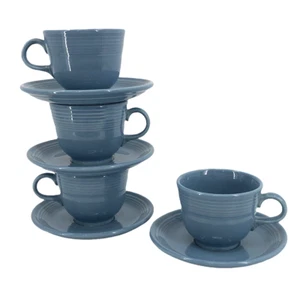 Vintage 1995 Fiesta Tasse & Untertassen immergrün blau Homer Laughlin USA Retro 4er Set - Bild 1 von 7
