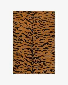 Tiger Print Handmade New Hand Tufted Rust/Black Color Carpet Area Rug 8x10|8x12| - Picture 1 of 5