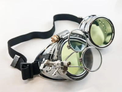 Gafas Steampunk Crazy GCG Hombre Ardiente Disfraz Cosplay Científico Loco 16X Verde Foto 1 de 4