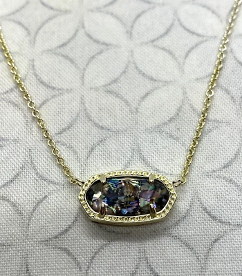 Collar Colgante Kendra Scott Elisa Púrpura Aplastado Abulón Tono Dorado Foto 1 de 4