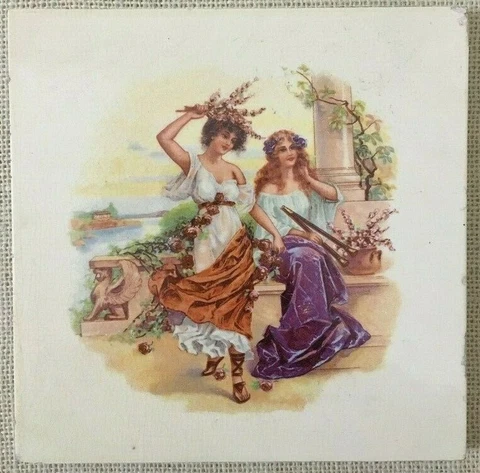 vintage rare antique Transfer Print art nouveau tiles 6x6 Inch Cover