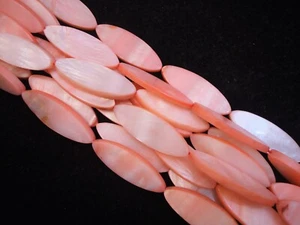 Shell Beads Light Pink Eye Shaped 38cm Strand DIY Jewellery - Picture 1 of 1