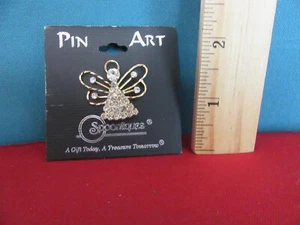 257. Spoontiques Pin Art Engel Brosche Anstecknadel Halskette Strass goldfarben Flügel - Bild 1 von 3