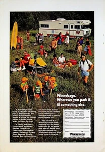 1971 Winnebago Motor Home Vintage 1970s Print Ad Surfing Baseball Hunting Hiking - Picture 1 of 2