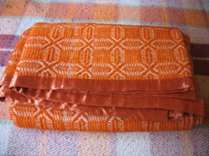 Vintage Bedspread, Orange colour, Unused, hand crafted, wool - Picture 1 of 7