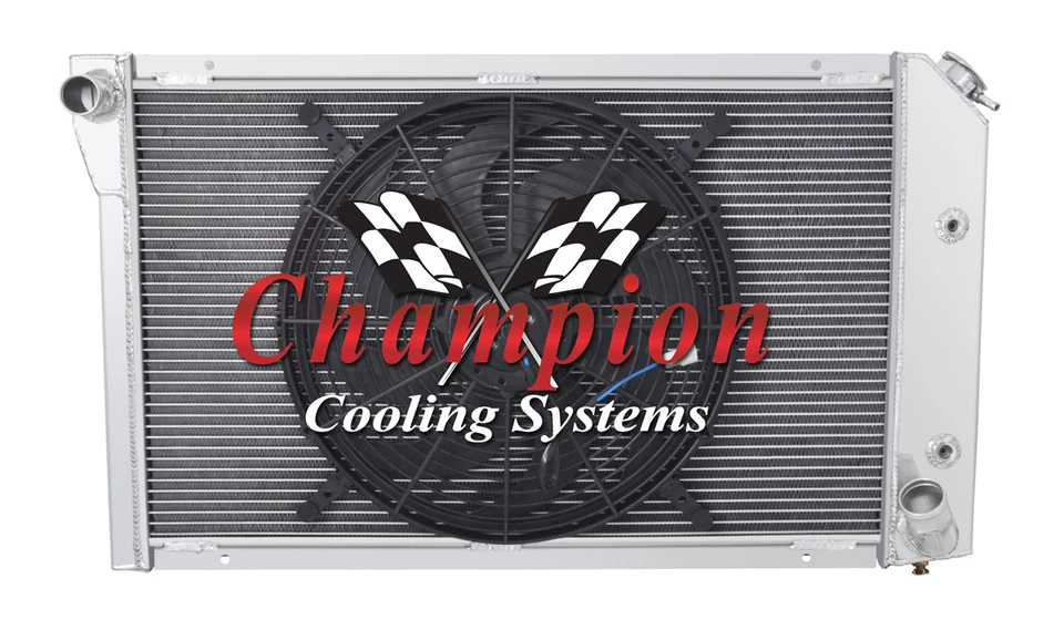 3 Row KR Champion Radiator W/ 16" Fan for 1977 - 1982 Chevrolet Corvette V8 Eng - Image 1 of 4