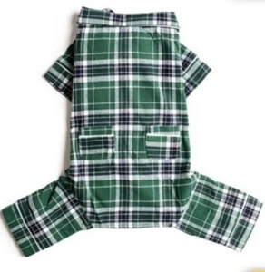Fabdog Pet Pajamas, 18" Green Plaid Flannel, Dog - Picture 1 of 3
