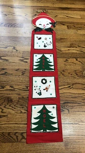 VTG Homemade Christmas Wall Hanging Felt Applique Sequin Santa Snowmen Red 48” - Picture 1 of 11
