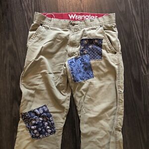 Wrangler Vintage pants Distressed Patches Grunge Thrashed 32