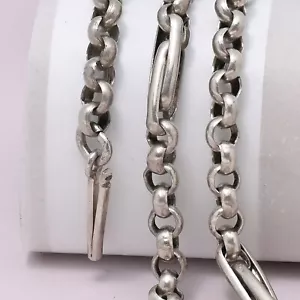Antique Victorian Fancy Sterling Silver Belcher 4mm BOLD 19" Chain Necklace - Picture 1 of 5
