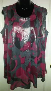 $30 MIXIT Cranapple Gray Sparkle Sheer Babydoll Sleeveless shirt blouse women XL - Imagen 1 de 5