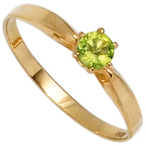 Ring Damenring mit Peridot grün & 585 Gold Gelbgold schlicht Goldring - Picture 1 of 1