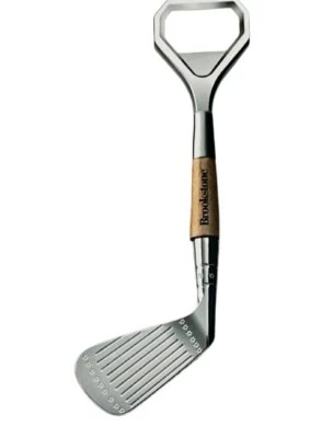 Abridor de botellas para club de golf Brookstone enchapado en níquel práctico regalo en bolsa de carrito Foto 1 de 4