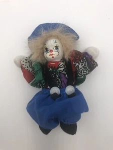 Vintage Porcelain Head Clown Doll Figure Sandbag Body Hand Painted Face - Picture 1 of 4