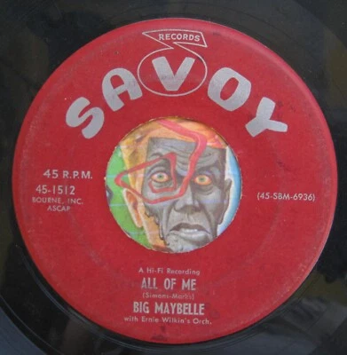 HEAR Big Maybelle 45 All Of Me / I Don't Want To Cry SAVOY R&B blues - Image 1 of 2