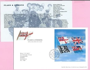 ROYAL MAIL 2001 FDC - FLAGS & ENSIGNS (Mini Sheet) - Shs TALLENTS HOUSE - Picture 1 of 1
