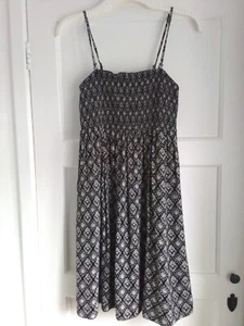 FAT FACE convertible BEACH SUN DRESS UK 8 10 BLACK GREY WHITE MULTI PRINT - Picture 1 of 11