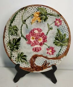 Assiette Majolique 1880 A 1889 Salins D 22 Cm, Rare , Collection déco florale - Bild 1 von 8