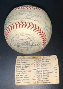 1971 San Francisco Giants Team Baseball Willie Mays McCovey Gaylord Perry 24Sigs - Picture 1 of 10