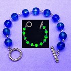 Purple Uranium Glass Bracelet Silver Tone Vintage Czech Fire Polished Beads