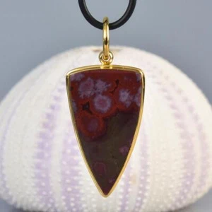 Colgante De Oro Vermeil, Plata De Ley Y Ágata Multicolor Timor Cabochón 6.31 g - Imagen 1 de 12