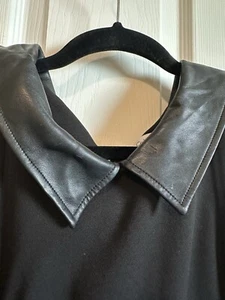 calvin klein sheath dress 16 Faux Leather Collar Sleeveless Black Zipper Back - Picture 1 of 7