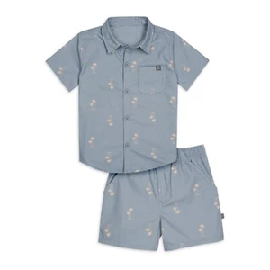 2Pcs Modern Moments by Gerber Toddler Woven Shirt and Short Set Boy 3T Blue - Picture 1 of 8