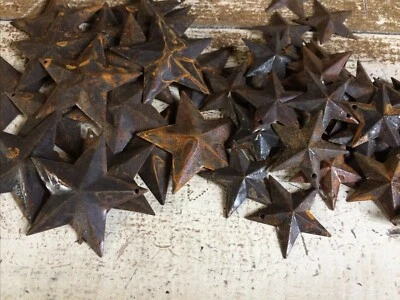 Set/10 Rusty Black 5- 2.25"/5- 1.5" Country Farm Metal Barn Stars Star Craft - Image 1 of 4